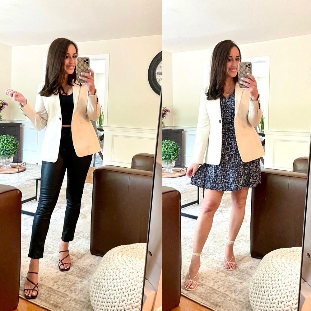 Cream/White sculpted blazer